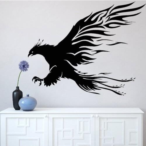 Phoenix Vinyl Wall Sticker Mythology Animals Decal Fairy Bird Paws Home Decor Living Room Decor Claws Mural Flame Forks Paw O205