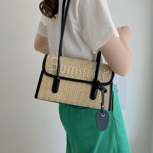 Straw Tote Bags for Women 2021 New Trend Designer Underarm Bag Female Summer Simple Shoulder Bags Big Weave Top-handle Handbags