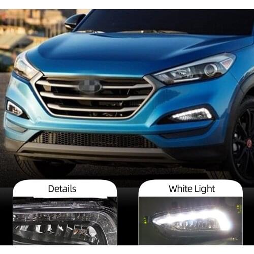 2Pcs Car DRL For Hyundai Tucson 2015 2016 2017 2018 LED fog lamps daytime running lights LED DRL light Automobile Daylight