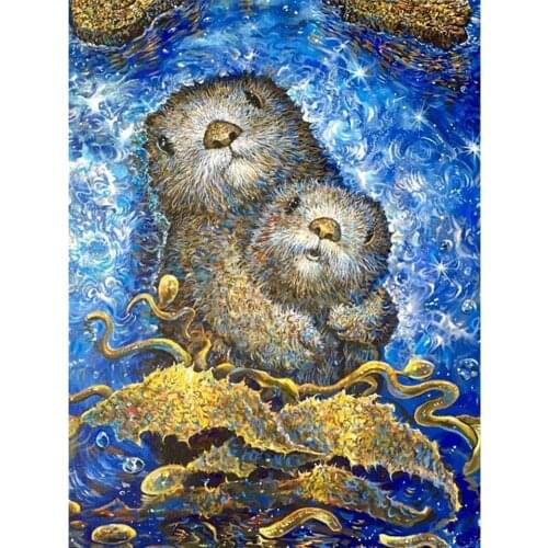 5D Diy Diamond Painting Animal Otter Cross Stitch Kit Full Drill Square Embroidery Mosaic Picture of Rhinestones Home Decor Gift