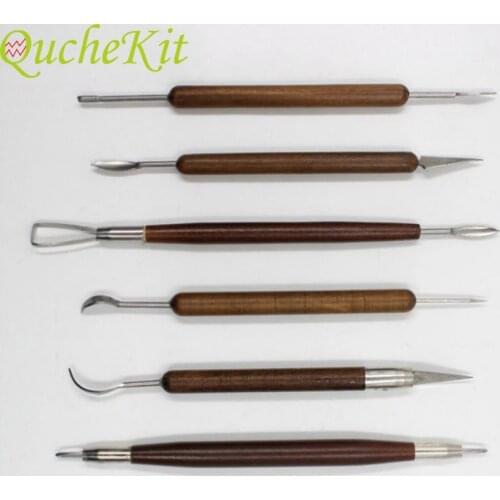 6pcs Soft Clay Sculpting Kit Polymer Clay Tools Two Head Sculpt Smoothing Wax Carving Pottery Ceramic Tools Pottery Tools