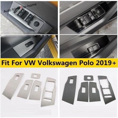 Stainless Steel Interior Accessories Door Armrest Window Switch Control Panel Cover Trim For VW Volkswagen Polo 2019 2020 2021