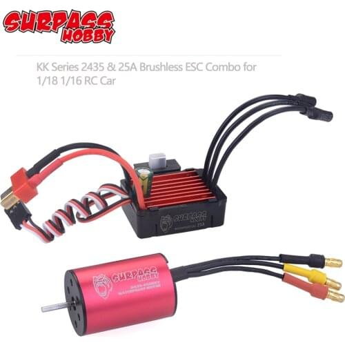 SURPASSHOBBY KK Combo 2435 3300KV 4500KV 4800KV 6100KV Brushless Motor w/ 25A ESC for 1:16 1:18 RC Buggy Drift Racing Car