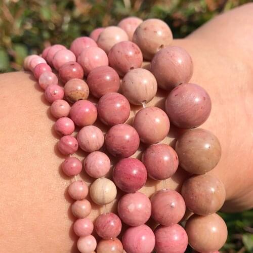Natural Rhodonite Beads Round Loose Stone Beads For Jewelry Making 15.5" 4/6/8/10mm DIY Making Bracelets Necklace Wholesale