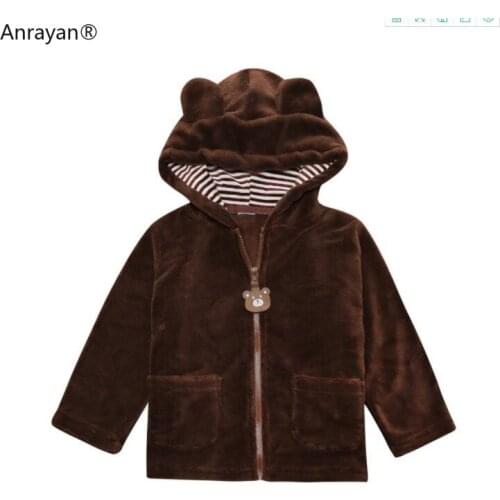 2020 BABY Warm Winter Baby Infants GIRLS Boys Kids Hoody Hooded Thicken Bear Coral Velvet Jackets Cardigan Outwear Coat Parkas