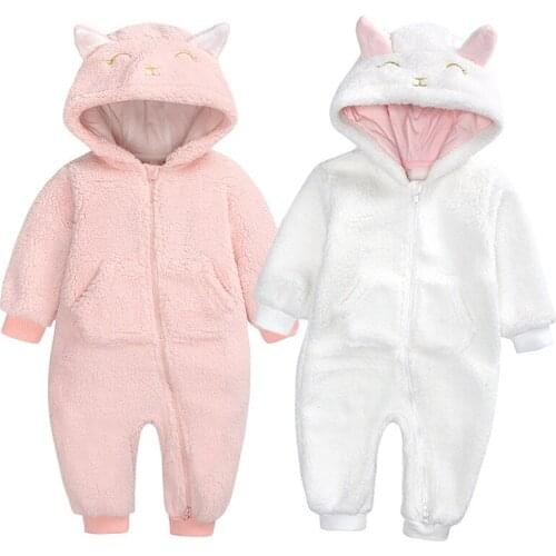 Autumn Winter Infant Baby Girls Boys Long Sleeve Cute Hooded Jumpsuit Baby Boys Girls Clothes Thick Warm Toddler Baby Bodysuits