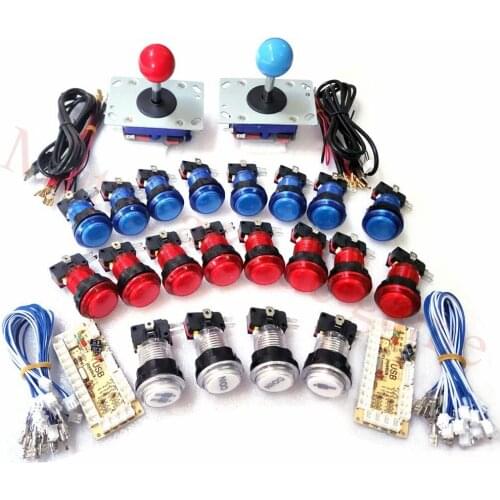 Diy usb joystick zero delay Kit USB To PC Raspberry Pi 2/4/8way arcade zippyy Joystick with 32mm round Illuminated Push Buttons