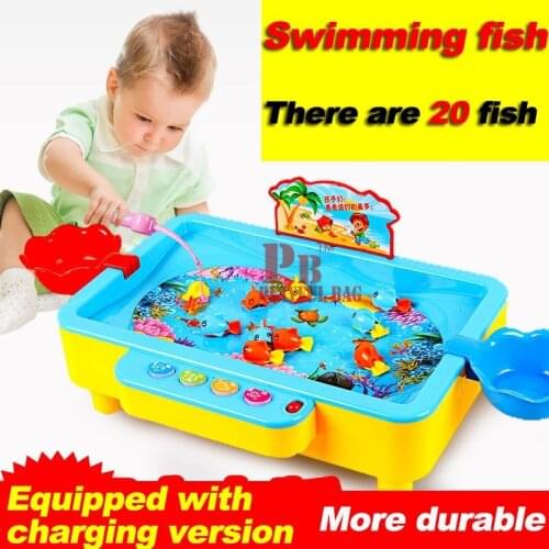 Electric magnetic fishing toy 3-6 year old kitten fishing children toys music lighting childrens toys