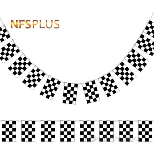 Checkered Hanging Flags F1 Sport Auto Racing 20PCS 6M Rectangle Polyester Black White Chequered Printed Decorative Flags