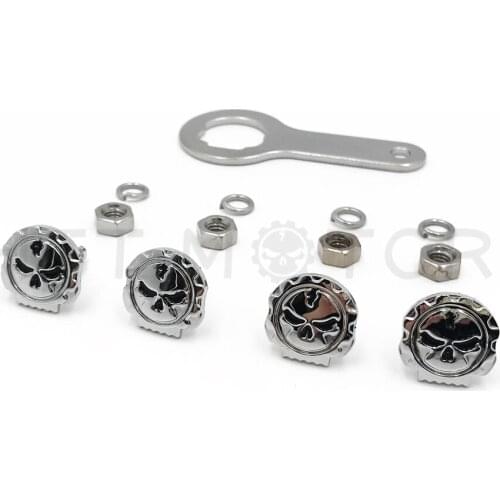 Gear Skull License Plate Mount Hardware Wrench Lockwasher Nut 1/4" Screw Chrome Aftermarket free shipping motorcycle parts