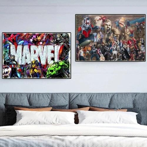 Graffiti Art Marvel Anime Posters Movie Avengers Superheroes Canvas Painting Prints Wall Art Pictures for Living Room Home Decor