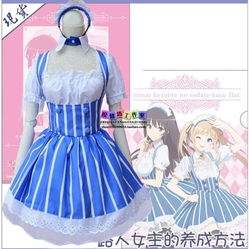 Hot Anime Saenai Heroine no Sodatekata COSPLAY Katou Megumi COS Halloween cosplay maid loaded Lolita strap dress Costumes