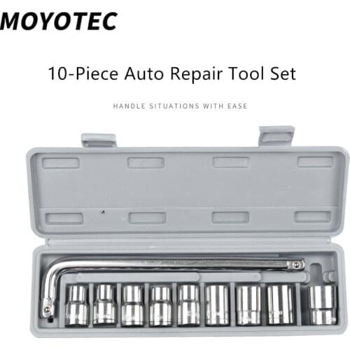 MOYOTEC 10Pcs Hand Tools Set For Car Repair Sleeve Combination Tools Set Ratchet Multifunctional Tools Kit