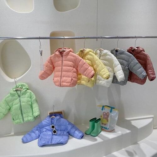 New Childrens Lightweight Jacket Baby Girls Boys White Duck Down Hooded Warm Coat Winter Korean Bread Style Solid Cold Outwear