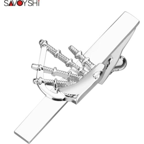 SAVOYSHI Novelty Bagpipe Music Tie clips for mens High Quality Business Shirt Tie Bar Necktie Pin Clasp Clamp Men Jewelry Gift