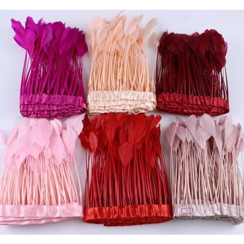2 Yards PINK Stripped Goose feathers Trim 6-8 inches DIY Clothing Dress Sewing for Wedding Party Crafts Decoration