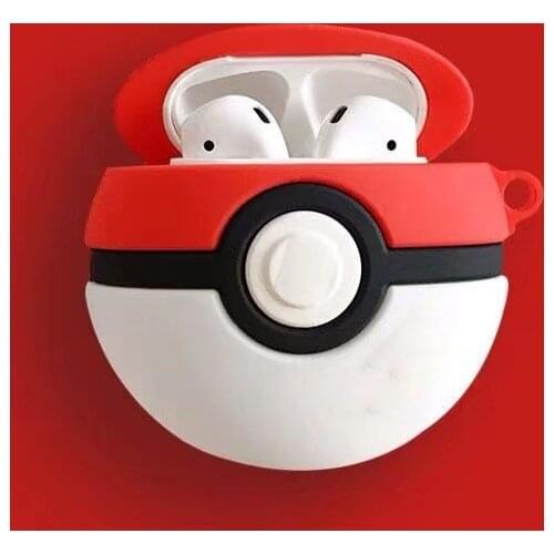 Pokemon Anime Kawaii Poke Elf Ball Case For AirPods Por 1/2/3 Soft Silicone Bluetooth Earphone Cover Keychain