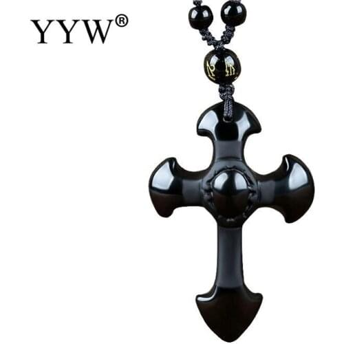 Drop Shipping Jewelry Obsidian Pendant Necklace Cross Pendant Jewelry For Men Womens Pendants