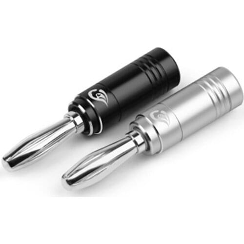 Rhodium Plated Copper Banana Connectors Speaker Plug Audio Adapter For Amplifier Aluminum Connector 10/50/100pcs Black Silver
