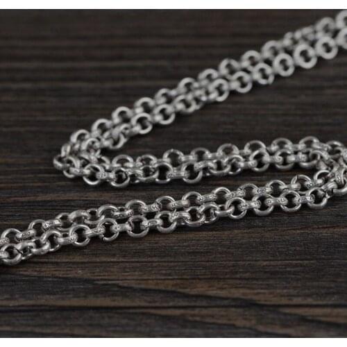 S925 Silver Thai Retro To Do The Old Men And Women Silver Ring Chain Wholesale Jewelry Pearl Necklace Chain