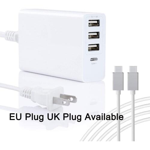 61W USB C to USB C PD Laptop Wall Charger,Type C Power Adapter w/ 3 USB Ports For Lenovo, For MacBook, For Dell XPS 12 13 9250