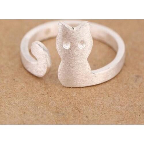 SMJEL New Adjustable Antique Cute Long Tail Cat Rings for Women anillos Delicate Kitty Rings for Women SYJZ038