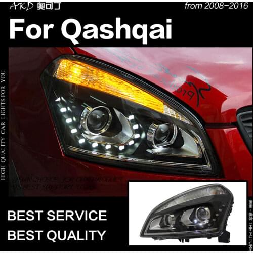 Car Styling Head Lamp for Nissan Dualis Headlight 2007-2016 Qashqai LED Headlight DRL Bi Xenon Projector Lens auto accessorie