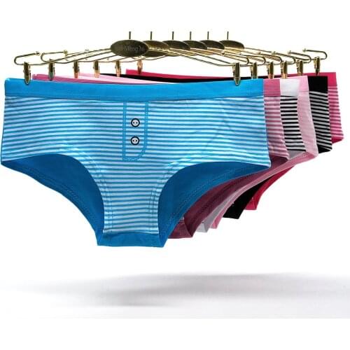 6 Pieces a Pack Cotton Panties Striped Style Sexy Underwear Female Underpants Panties for Women Briefs Ladies Pantys Lingerie