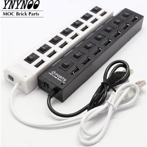 High Quality 7 USB Outlets Small Splitter Switch And Battery Box With Usb Port Fit For LED Light Up Kit Building Model 42083