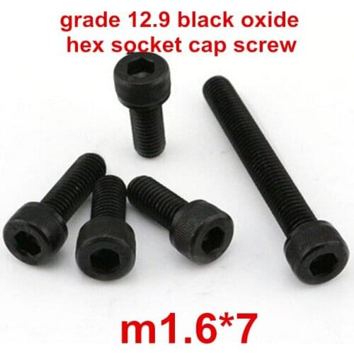 200pcs m1.6*7 high strength grade 12.9 alloy steel with black oxide hexagonal / hex socket head cap screw