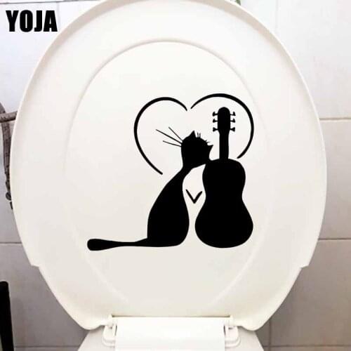 YOJA 21X19.7CM Bedroon Wall Sticker Cat Music Animal Dance Dancing Cool Pop Art Toilet Decals T5-0006