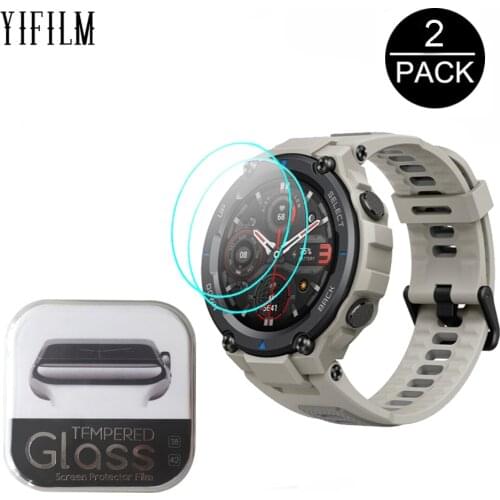 2pcs 9H Anti-Scratch Glass For Huami AMAZFIT T-Rex TRex Pro Screen Protector Tempered Glass Smart Watch Protective Accessories