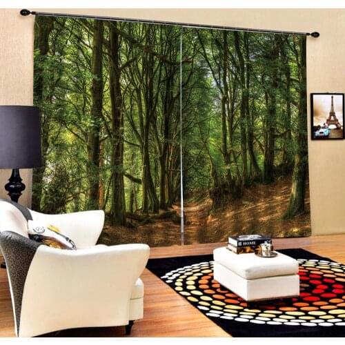 Green forest curtains 3D Curtain Printing Blockout Polyester Photo Drapes Fabric For Room