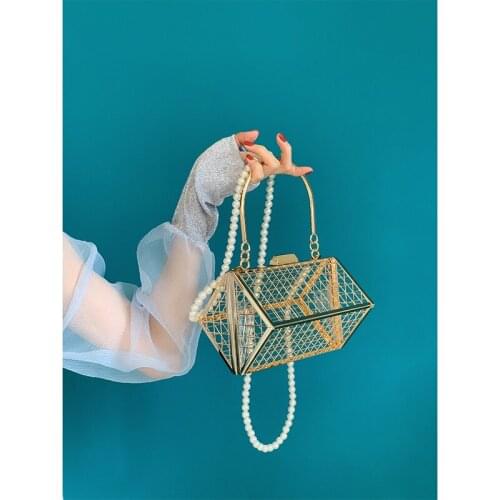 Fashion design irregularity metal hollow out bag for women cross body use