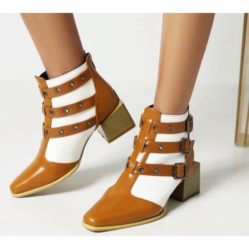 2021 Belt Buckle Women Winter Ankle Boots PU Leather Ladies Zippers Riding Boots Plus Size Female Fashion Shoes Booties