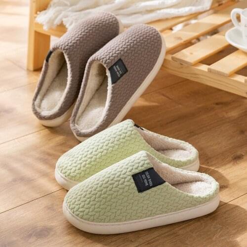 Women Men Winter Warm Slippers Stripes Suede Furry Thick Soled Shoes Home Indoor Couples Boys Girls Ladies Non-slip Fur Slides