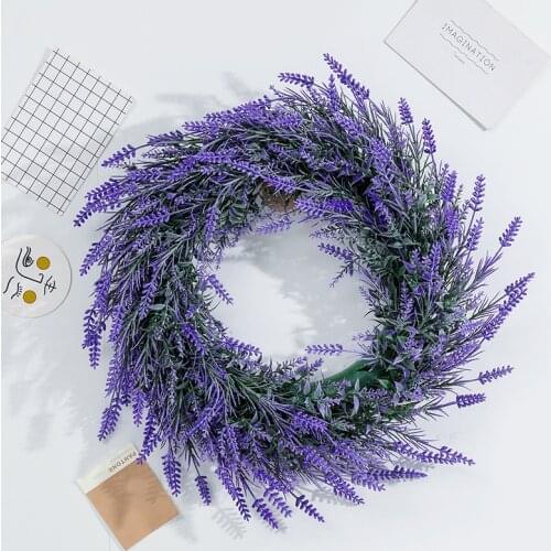 1PC Home Background Wall Window Decorative Artificial Plants 28Cm Diameter Lavender Wreath Diy Christmas Wedding Party Supplies