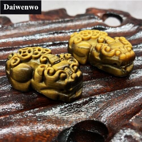 2pcs/pack(Female + Male) Yellow Tiger Eye Brave Troops Double Hole PIXIU