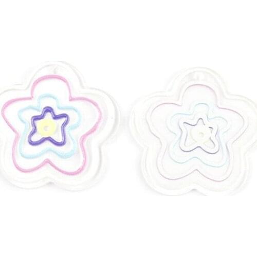 4 PCS Transparent Rectangle Flower Heart Pendant Charms For Handmade Earring Accessories Jewelry Making