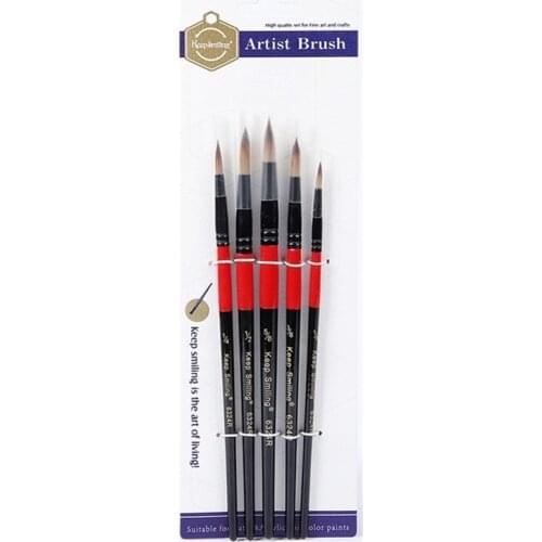 5pcs Soft Nylon Artist Paint Brushes Set Round Filbert Angle Flat Brush for Watercolor Acrylic Oil Gouache Painting for Beginner