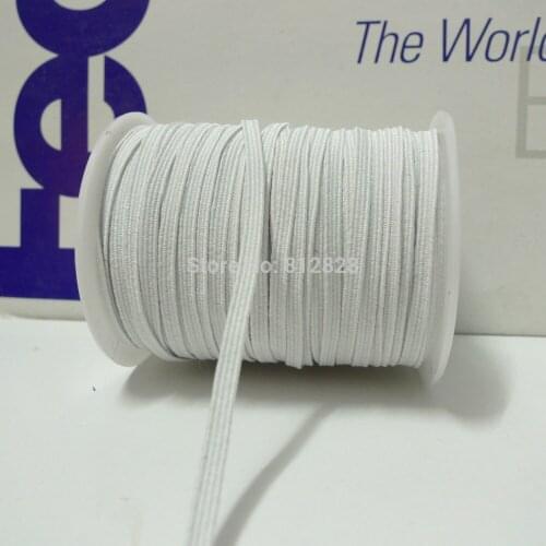 50 Meters 1/8" 3mm #1 White Skinny Elastic Bands