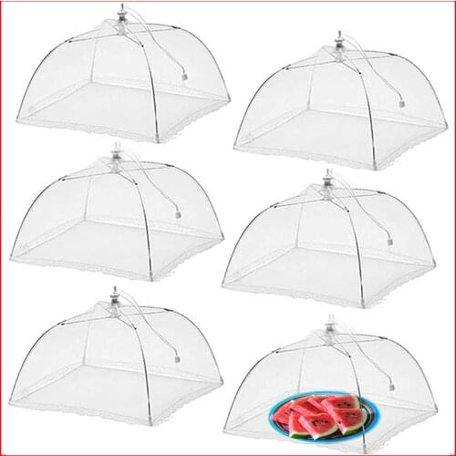 6 PC Portable Umbrella Style Food Cover Picnic BBQ Anti Mosquito Meal Cover Lace Table Home Using Food Cover Kitchen Gadgets