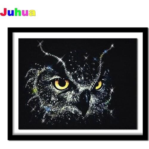 Black white owl 5d diy diamond painting mosaic stitch full drill animal diamond embroidery gift home decor