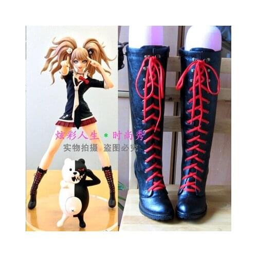 Free Shipping Anime Danganronpa 2 Enoshima Junko Cosplay Boots Lace Up High Heel Shoes New+Drop Shipping Pu Leather