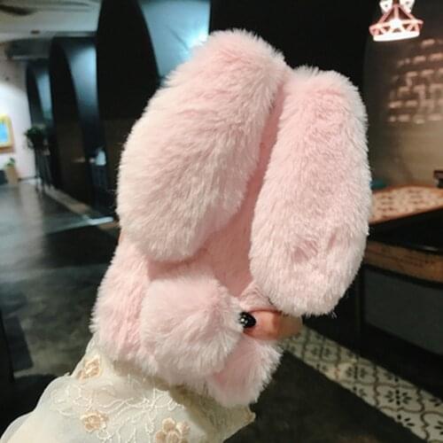 Phone Case For Samsung Galaxy A9 A21S A51 A7 A5 2017 J7 J5 J3 2016 A10 A20e A30 S A50 A70 A40 Fluffy Rabbit Silicone Plush cover