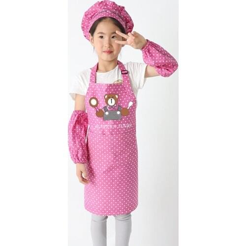 Childrens Cartoon Apron Cute Little Chef Kids Gowns Art Painting Kindergarten Baby Clothes