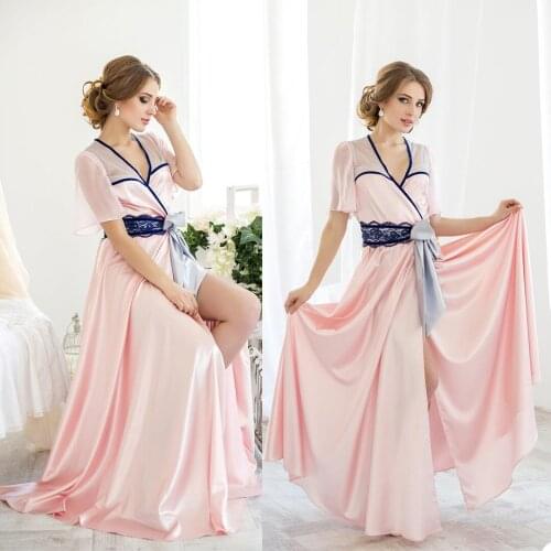 Designer Bathrope Satin & Tulle Womens Sleepwear Ladies Bride Robes with Sash Tulle Nightwear