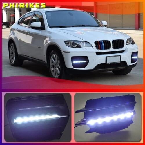 2pcs For BMW X6 E71 2009-2013 6000K White Light LED Daytime Driving Running Light DRL Car Fog Lamp