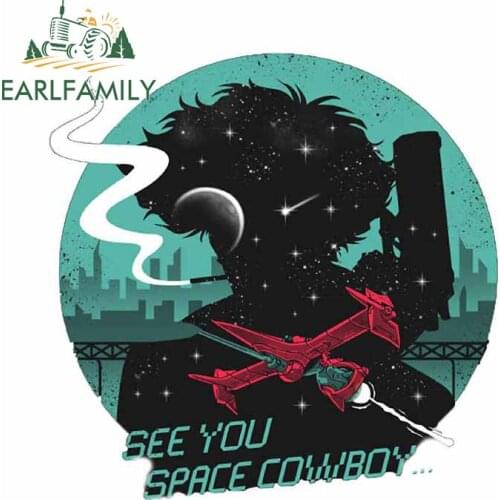 EARLFAMILY 13cm x 12.9cm For See You Space Cowboy Anime Car Sticker Creative Decal Trunk Surfboard Waterproof Car Assessoires