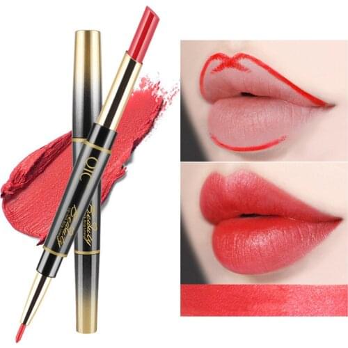 Brand New 14 Colors Double Side Lipstick Pencil Moisturizer Smooth Lip Stick Long Lasting Waterproof Matte Lip Liner